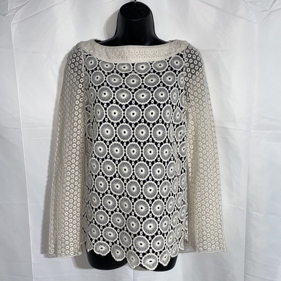 Tory Burch Janeen Crochet Long Sleeve Top Size XS - Picture 2 of 8